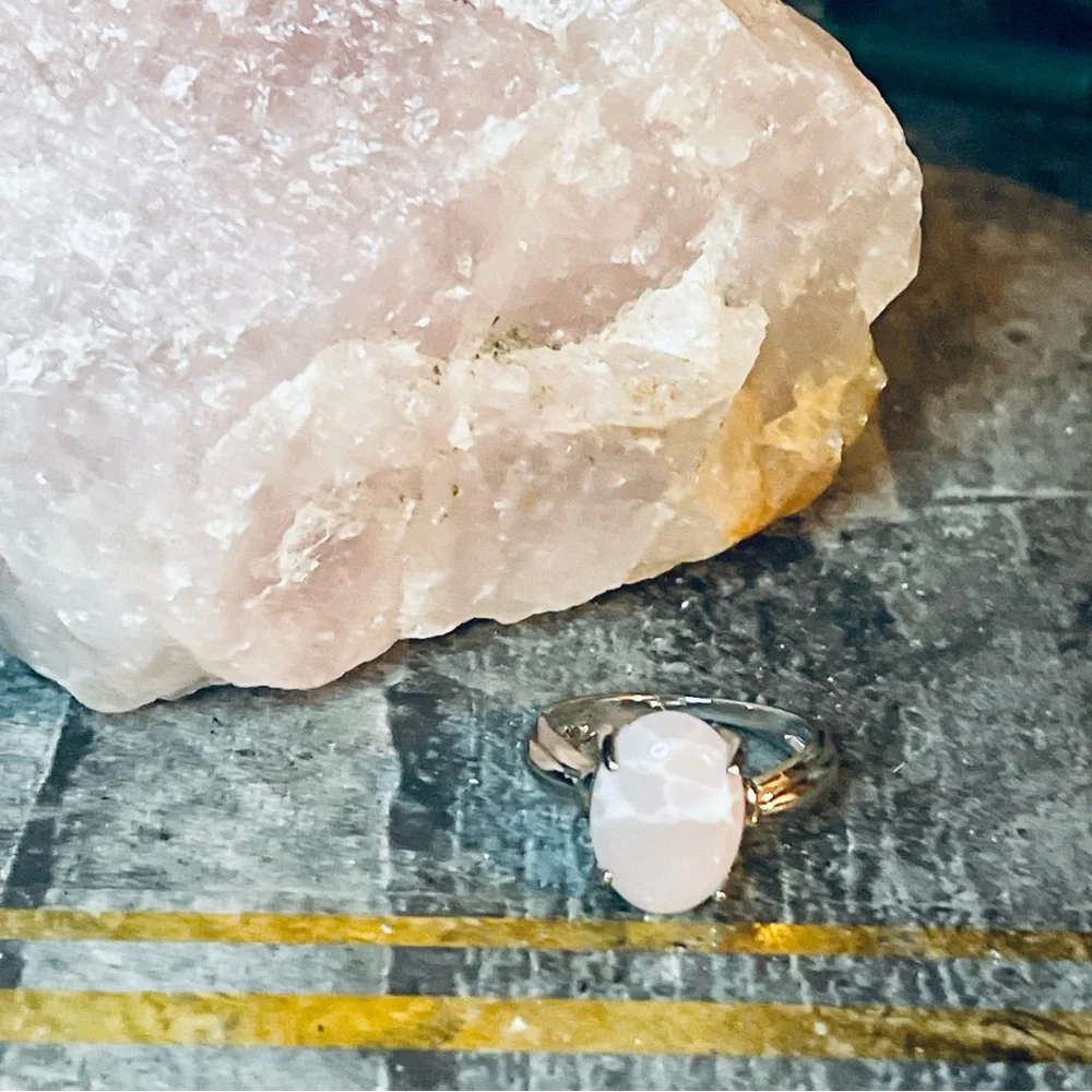 New Natural Rose Quartz Boho Sterling Silver Minimalist Arizona Artisan Ring